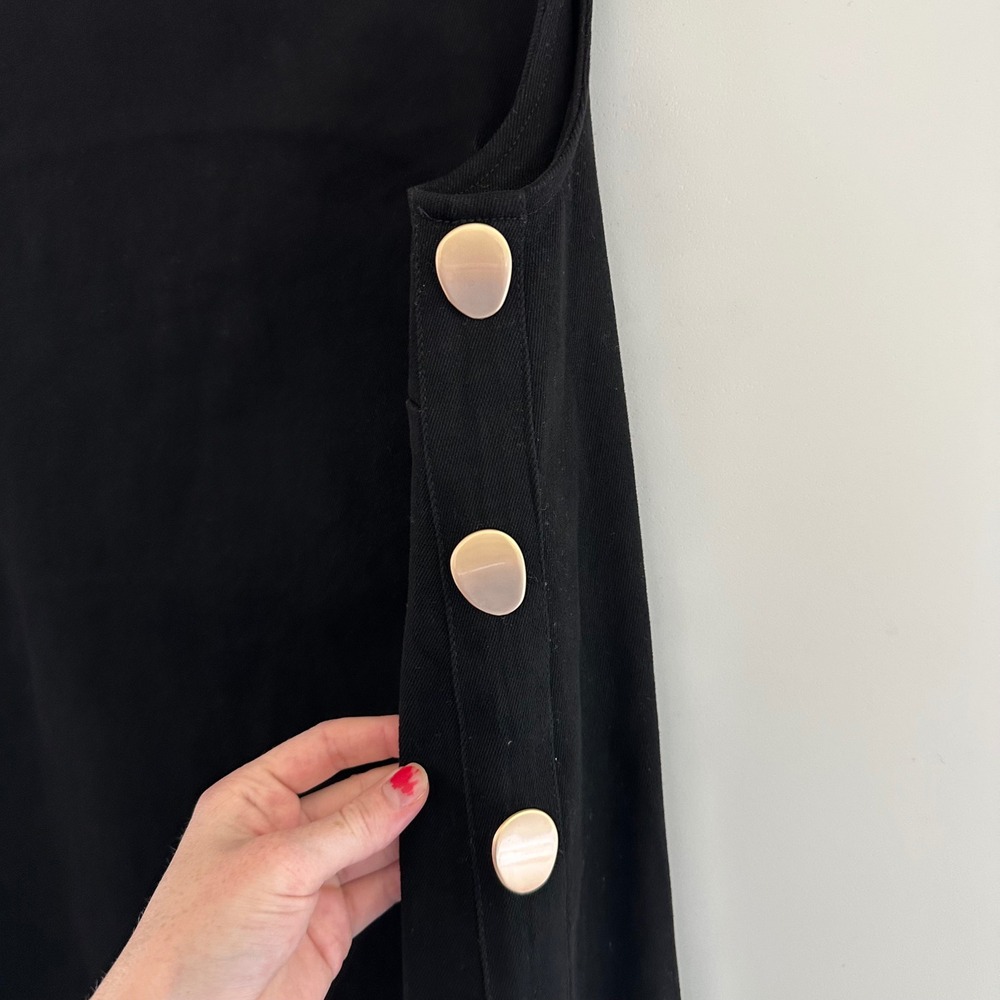 Hyacinth House Tuckernuck Black Mini Dress Large Twill Sleeveless Side Button - Picture 4 of 10